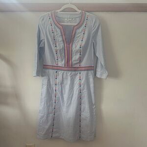 Boden Multicolor Embroidered Long Sleeve Dress